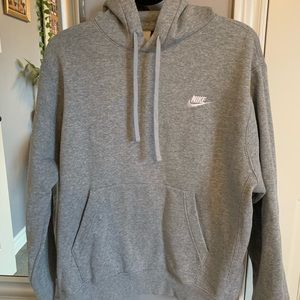 GREY NIKE LOGO EMBROIDERED HOODIE GREY